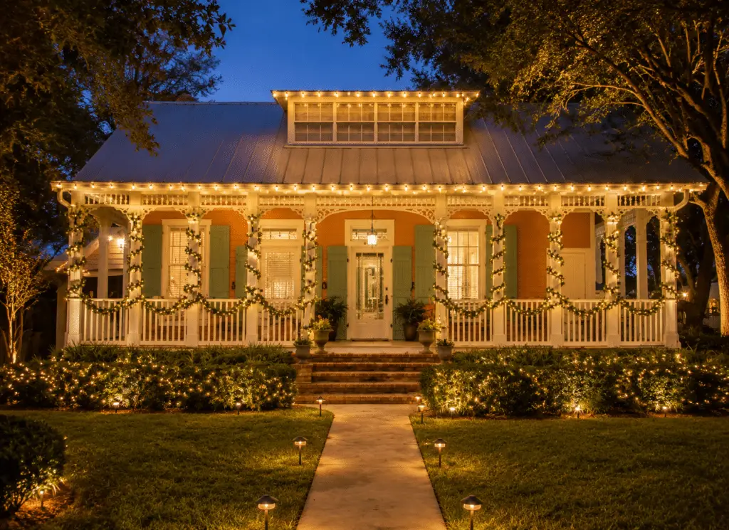 Custom Christmas light display on a Bay St. Louis, Mississippi home
