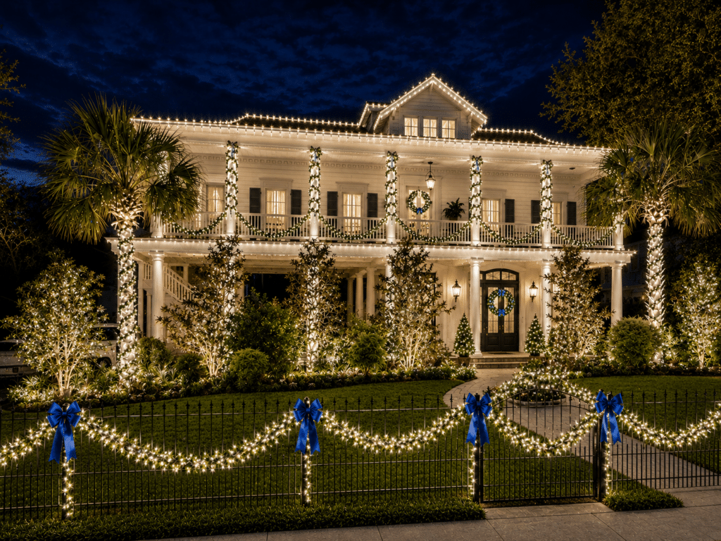 Mandeville Blue and White Christmas Lights