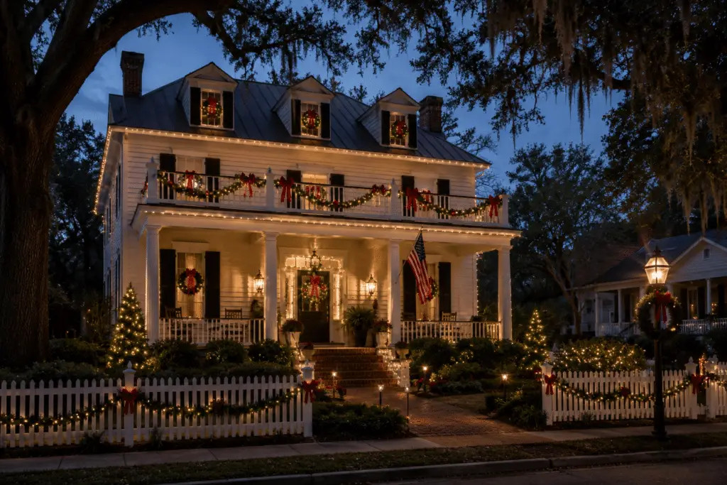 Professional Christmas light installation on a Biloxi, MS home by Be The Light Decor
