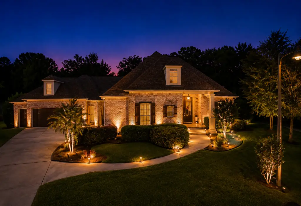 Landscape lighting installation at a home in Bossier City, LA