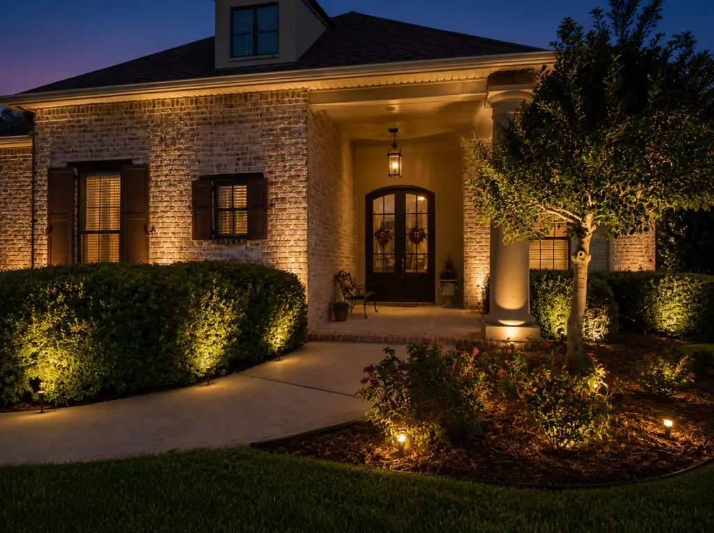 Landscape lighting design at a home in Baton Rouge, LA